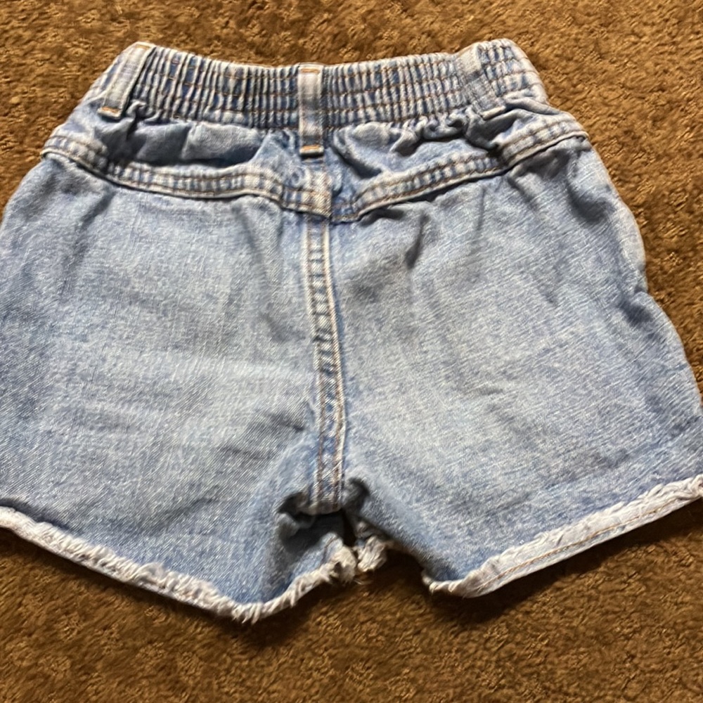 Flower floral size 7 denim jean shorts girls, 2 front pockets stretch waist EUC - Picture 6 of 6